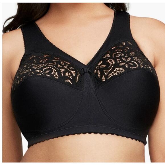Glamorise 1001 Magic Lift Cotton Full Figure Wireless Support bra black size 40D - Picture 1 of 6